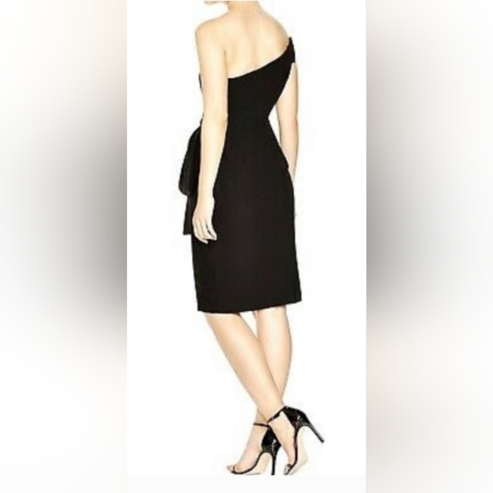 BLACK HALO Size 0 Angelica Cocktail Dress One Shoulder Sheath Little Black Dress - Picture 10 of 11